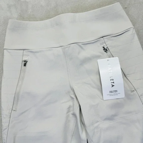 Athleta Pants Womens Small Abalone Cream Peak Hybrid Fleece Tight Zip Pocket NWT - Picture 1 of 13